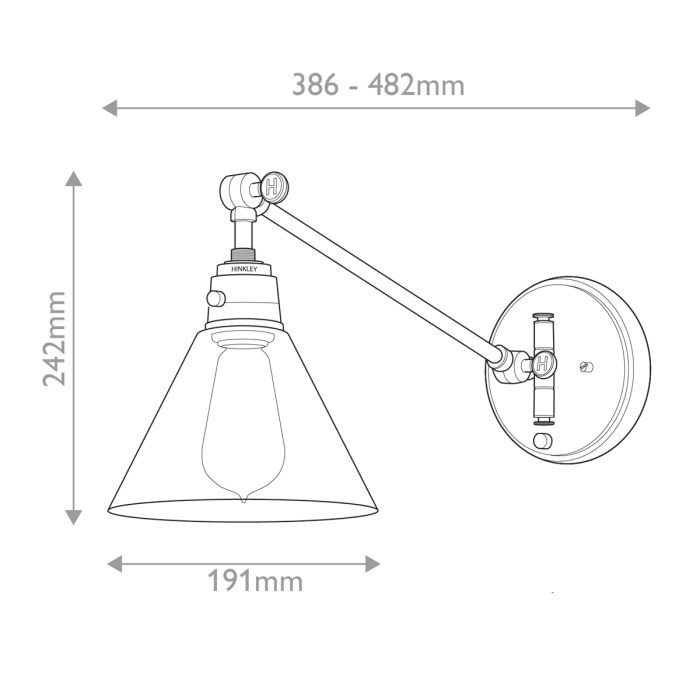 Arti 1 lt Wall Light - Heritage Brass, Clear Glass Shade