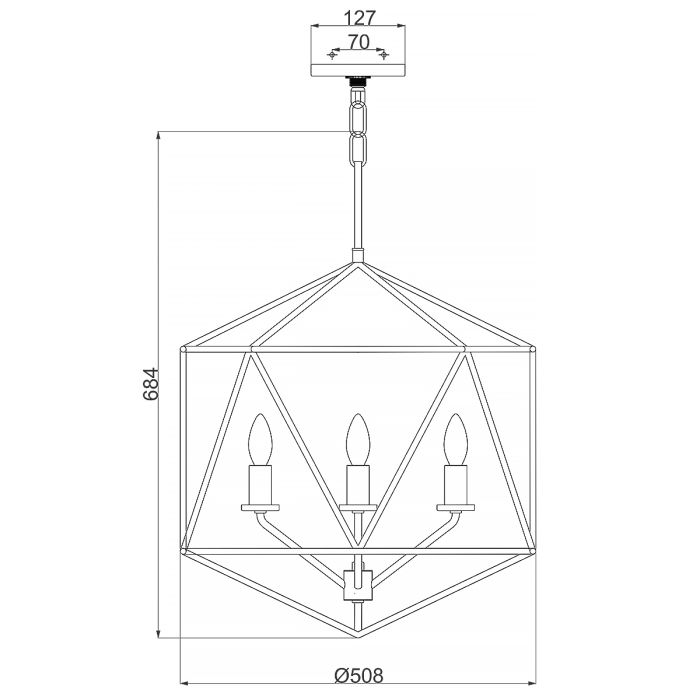 Astrid 3 Light Pendant Chandelier - Matte Bronze and Deluxe Gold