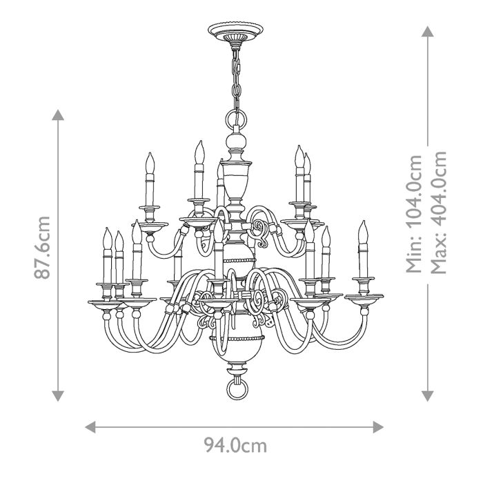 Cambridge 15 Light Chandelier - Burnished Brass