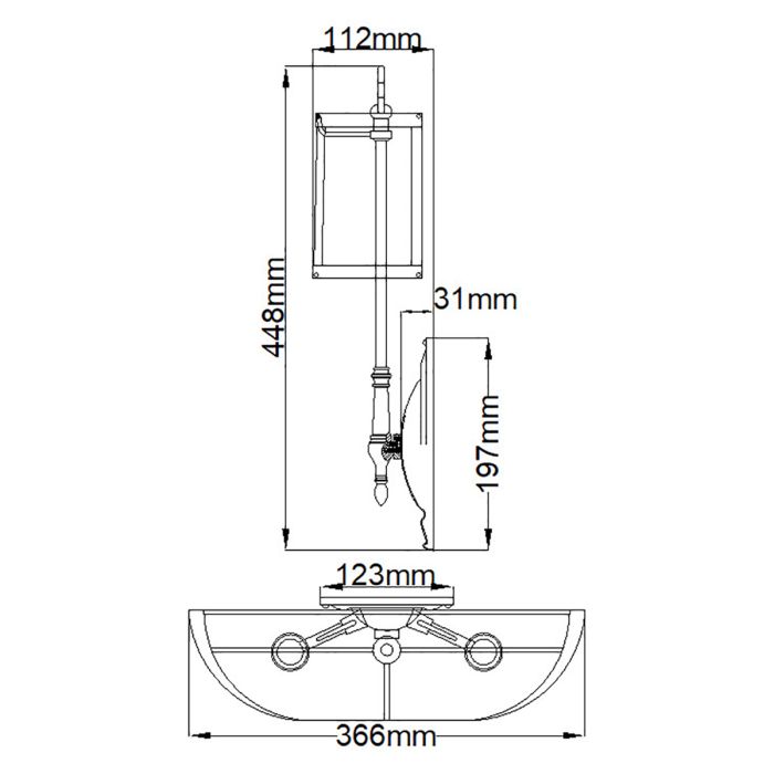 Cambridge 2 Light Wall Light - Burnished Brass with Ivory Shade