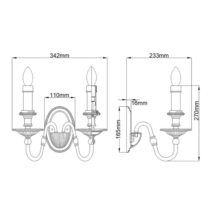 Cambridge 2 Light Wall Light - Burnished Brass
