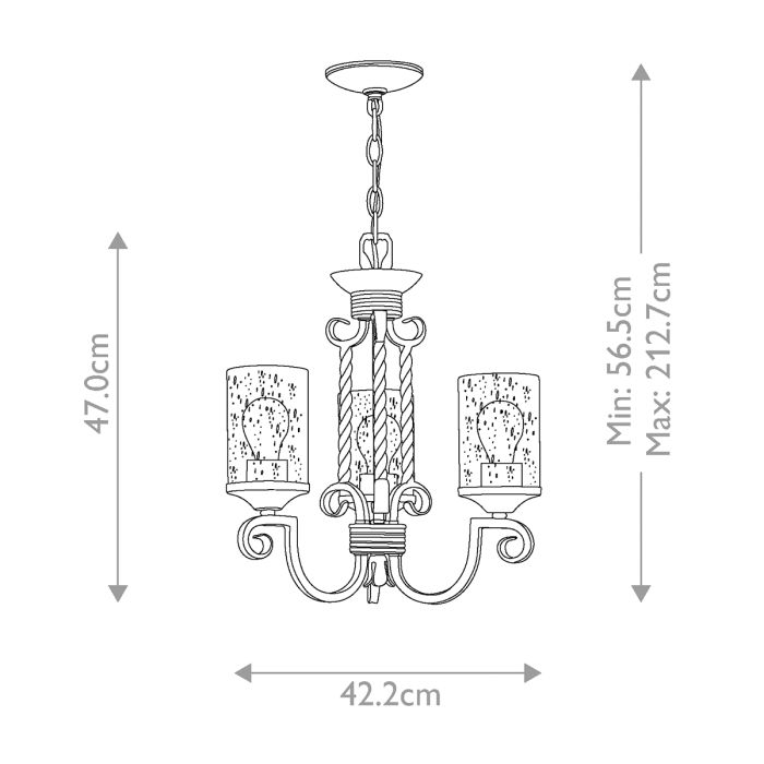Casa 3 Light Chandelier - Olde Black