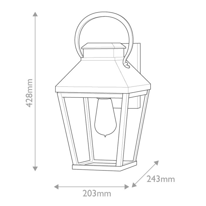 Dawson 1 lt Outdoor Medium Wall Lantern - Black with Burnished Bronze accent