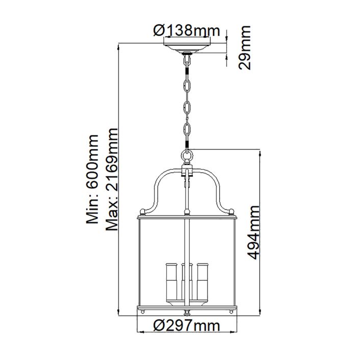 Gentry 4 Light Medium Pendant - Polished Nickel