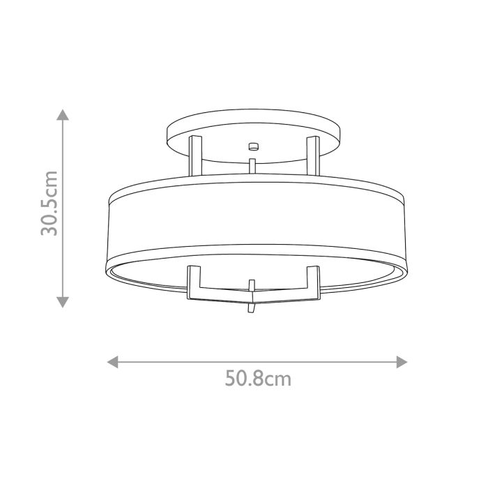 Hampton 3 lt Semi-Flush - Brushed Brass