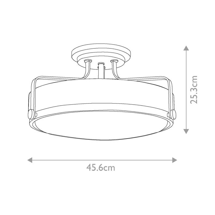 Harper 3 Light Medium Semi-Flush - Heritage Brass, Steel, Clear Seeded Glass