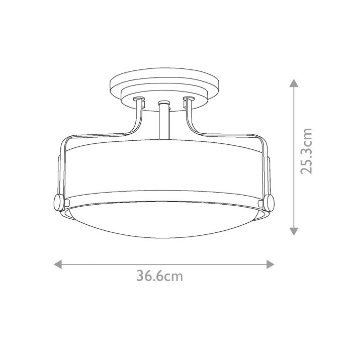 Harper 3 Light Small Semi-Flush - Heritage Brass, Steel, Clear Seeded Glass