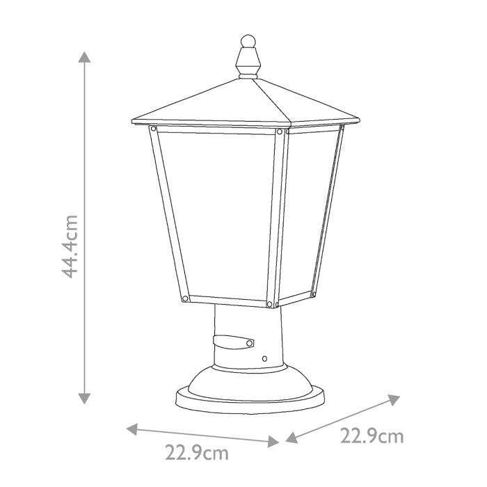 Huntersfield 2 Light Medium Pedestal Lantern - Black