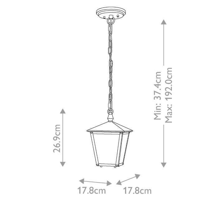 Huntersfield 1 Light Small Chain Lantern - Black