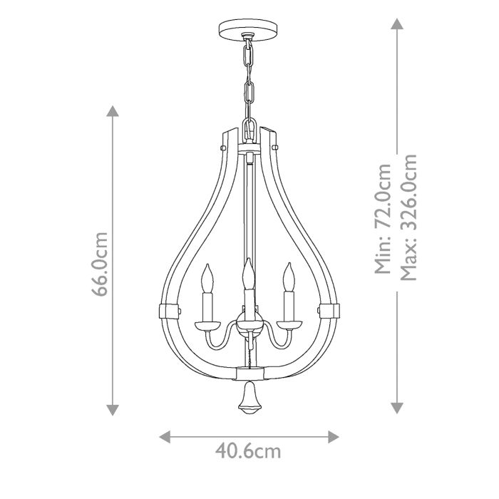 Middlefield 3 Light Chandelier - Iron Rust