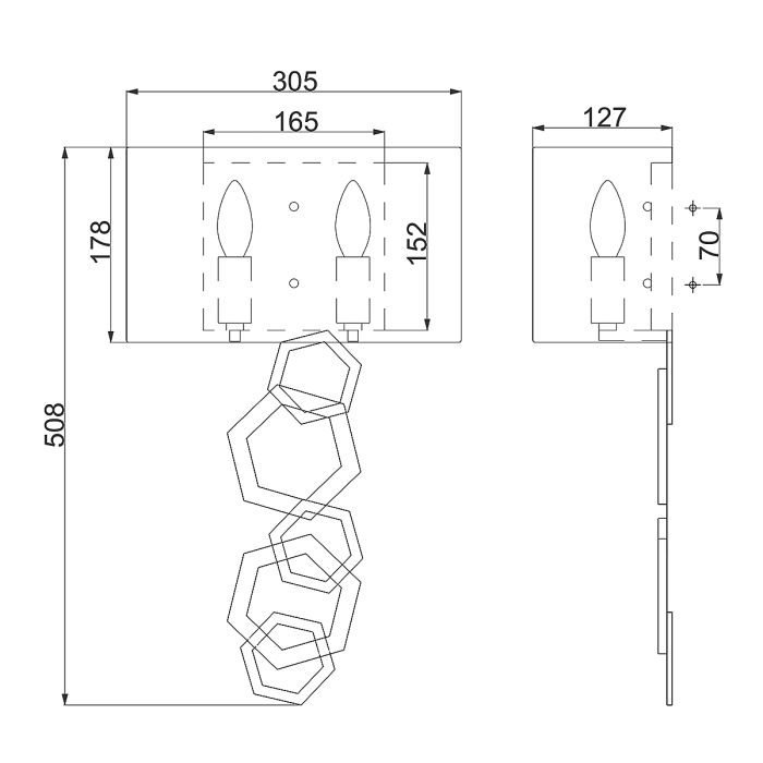 Moxie 2 Light Wall Light - Gold - Sunset Gold