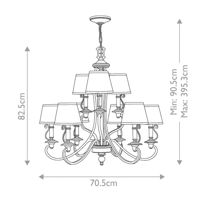 Plymouth 9 Light Chandelier - Olde Bronze