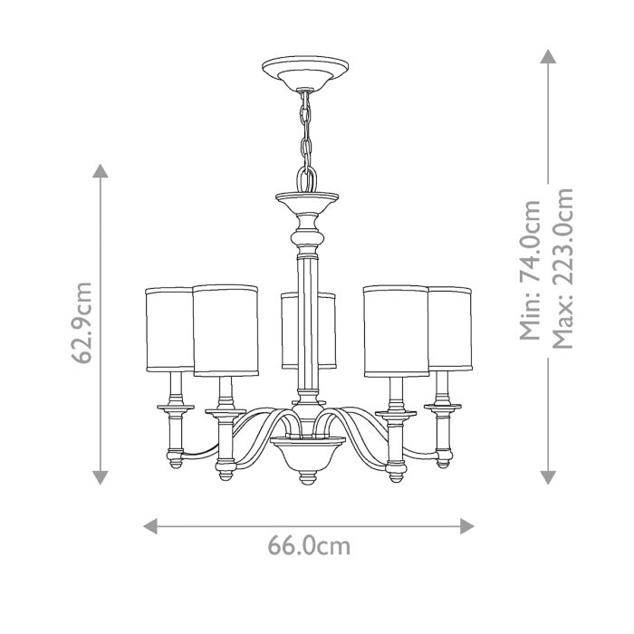 Sussex 5 Light Chandelier - Brushed Nickel