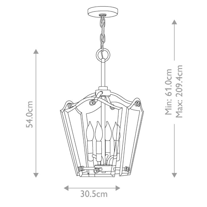Wingate 4 Light Small Pendant - Polished Antique Nickel