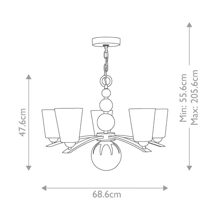 Zelda 5 Light Chandelier - Polished Nickel
