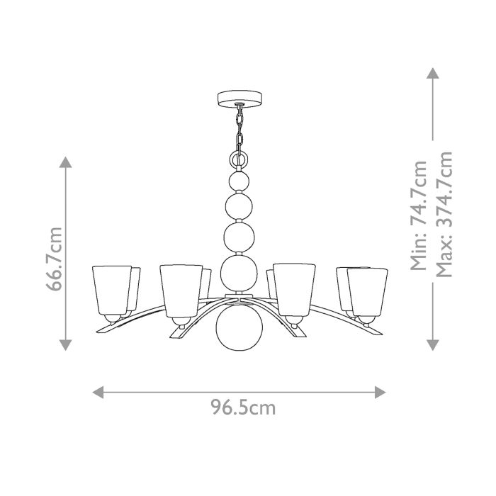 Zelda 8 Light Chandelier - Polished Nickel