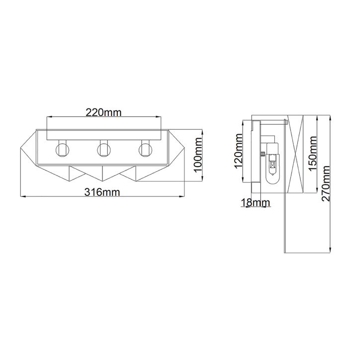 Zuma 3 Light Wall Light - Satin Black / Silver
