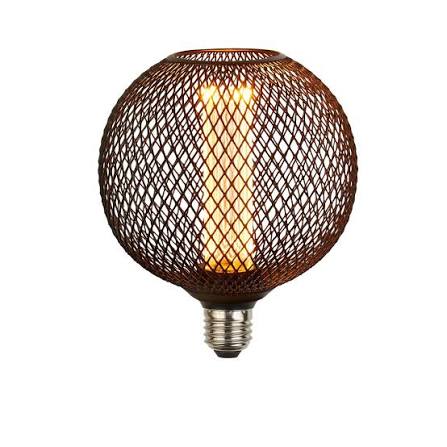Wire Mesh Effect Globe Lamp - Black Metal