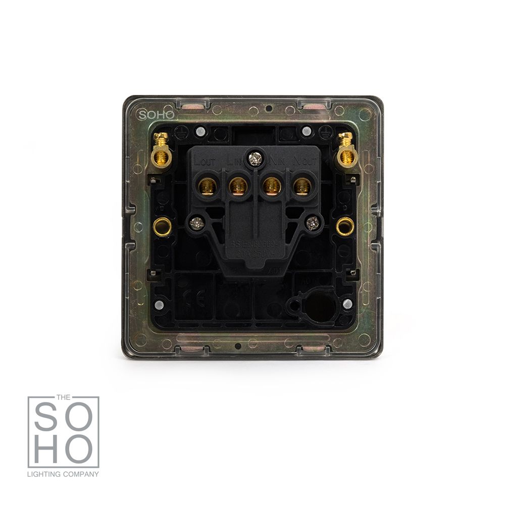 The Camden Collection Matt Black 20A 1 Gang DP Switch Black Insert Screwless