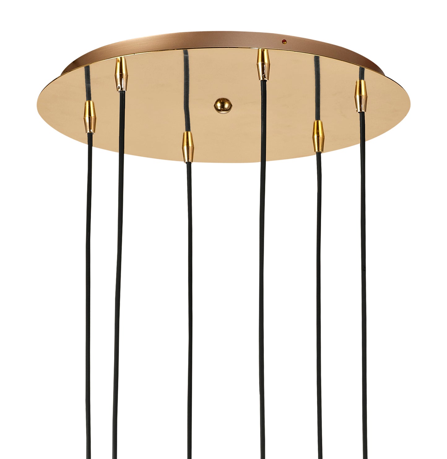 Jazz Pendant, 88cm Round, 6 x E27 (Max 20W), Polished Gold by Mantra