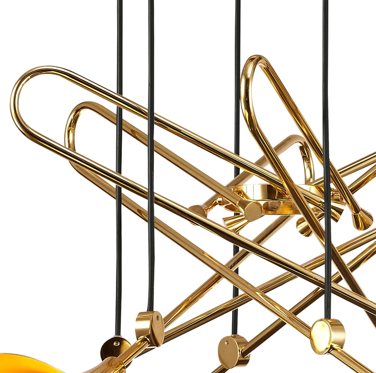 Jazz Pendant, 88cm Round, 6 x E27 (Max 20W), Polished Gold by Mantra