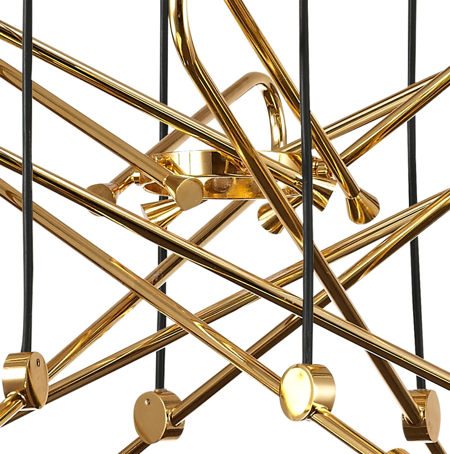 Jazz Pendant, 88cm Round, 6 x E27 (Max 20W), Polished Gold by Mantra