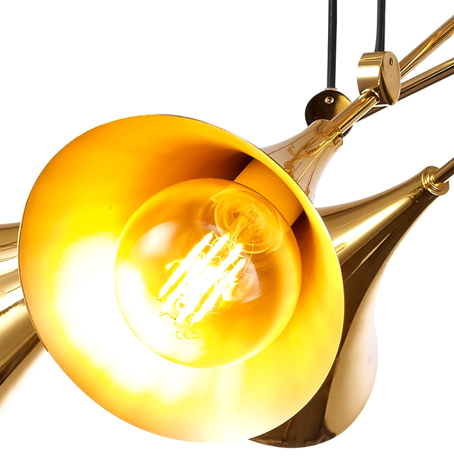 Jazz Pendant, 88cm Round, 6 x E27 (Max 20W), Polished Gold by Mantra
