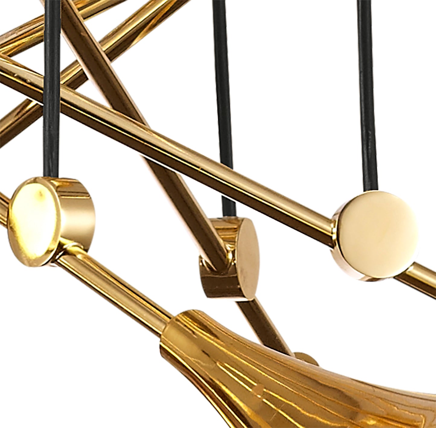 Jazz Pendant, 88cm Round, 6 x E27 (Max 20W), Polished Gold by Mantra