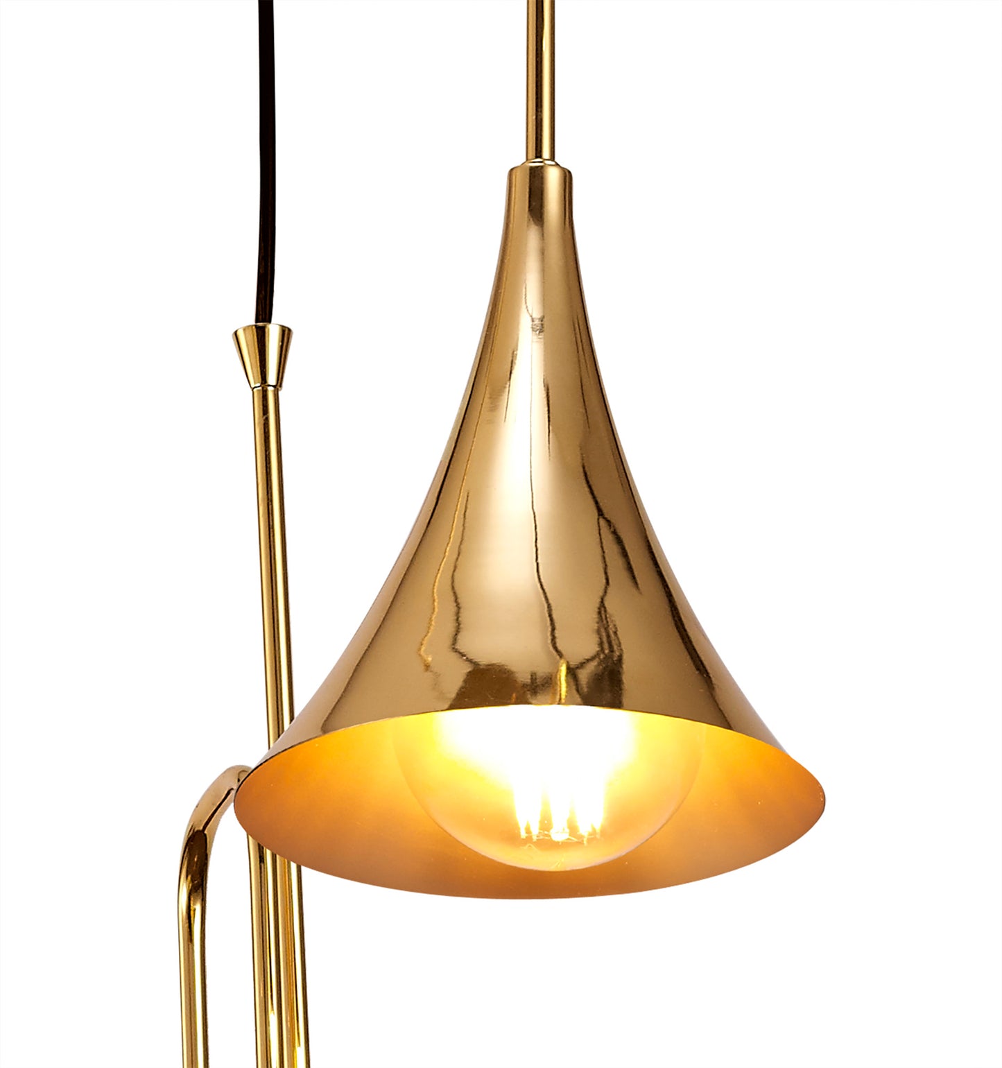 Jazz Pendant, 44cm Round, 3 x E27 (Max 20W), Polished Gold by Mantra