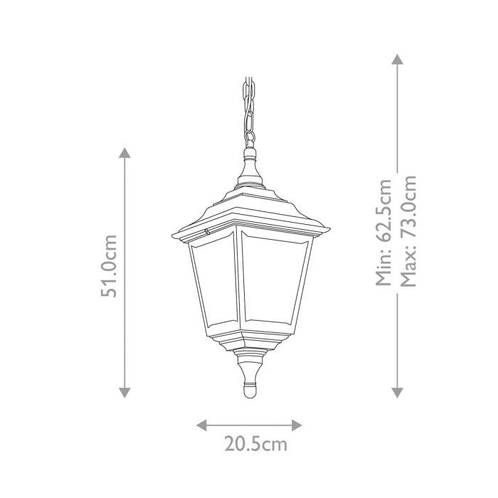 Kerry 1 Light Chain Lantern - Black