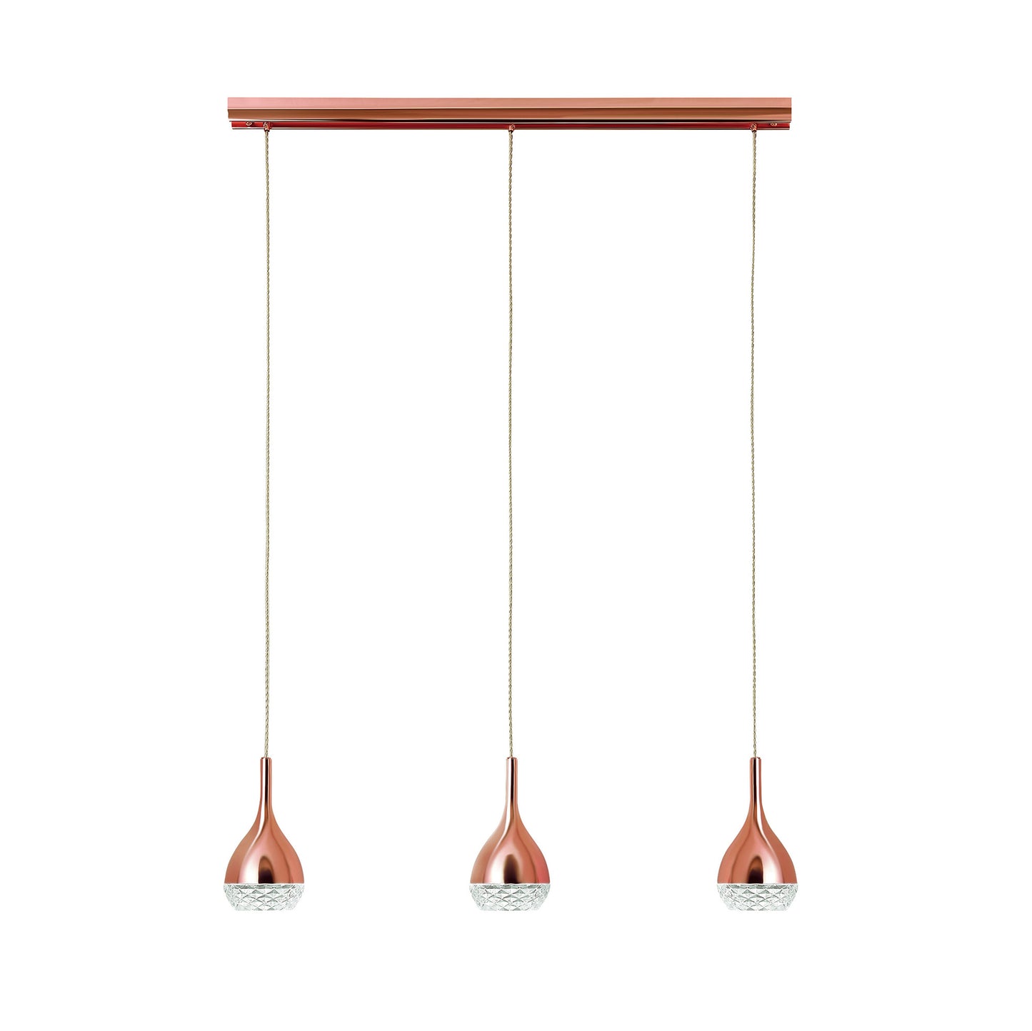 Khalifa Linear Pendant 3 Light GU10 Line Copper by Mantra