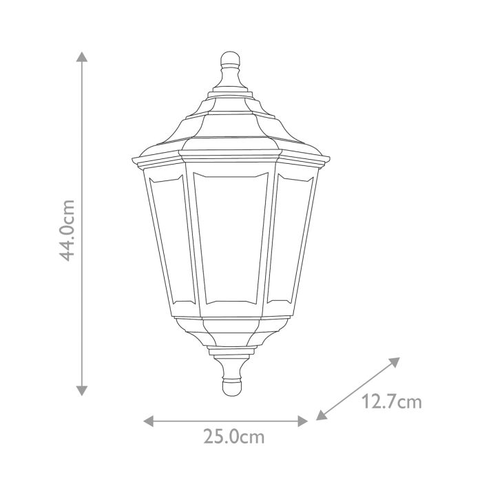 Kinsale 1 Light Flush Lantern Wall Lamp - Black