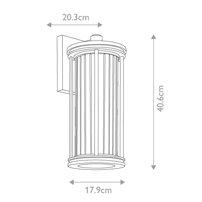Barras 1 Light Medium Wall Lantern - Black