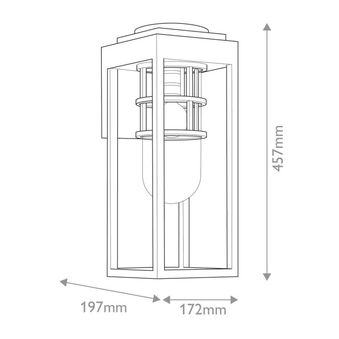 Hone Coastal 1 lt Medium Wall Lantern - Textured Black