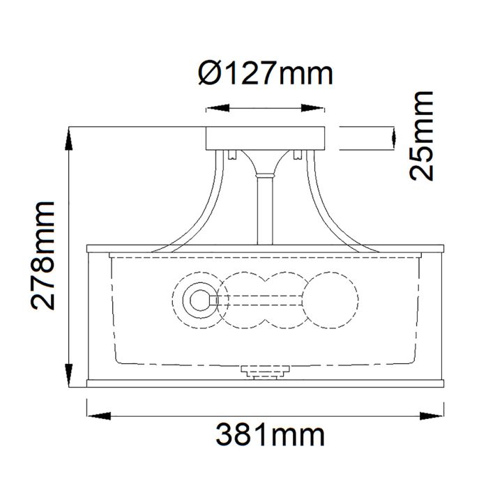 Lacey 3 Light Small Semi-Flush - Antique Pewter