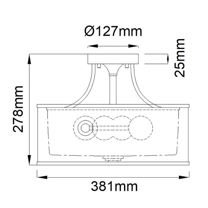 Lacey 3 Light Small Semi-Flush - Mission Bronze