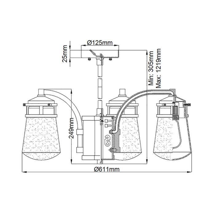 Lyndon 5 Light Outdoor Chandelier - Architectural Bronze