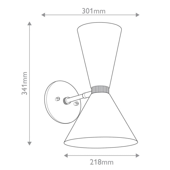 Phix 1 arm, 2 light up and down Wall Light - Champagne Bronze, Black