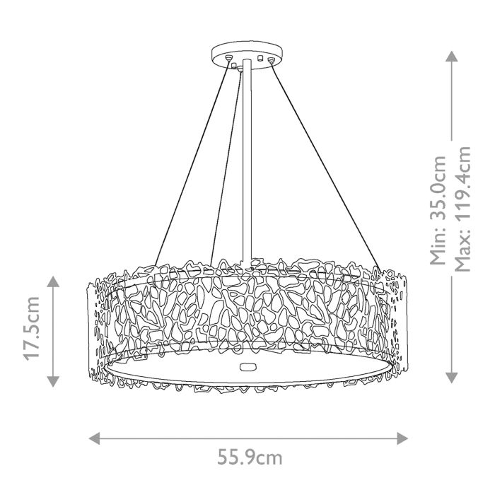 Silver Coral 4 Light Pendant - Classic Pewter