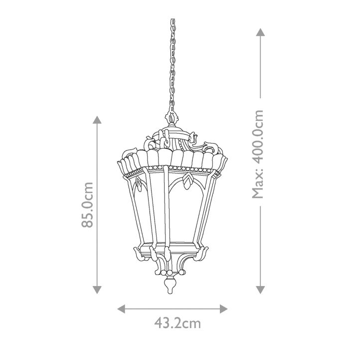 Tournai 4 Light Grand Extra Large Chain Lantern - Londonderry