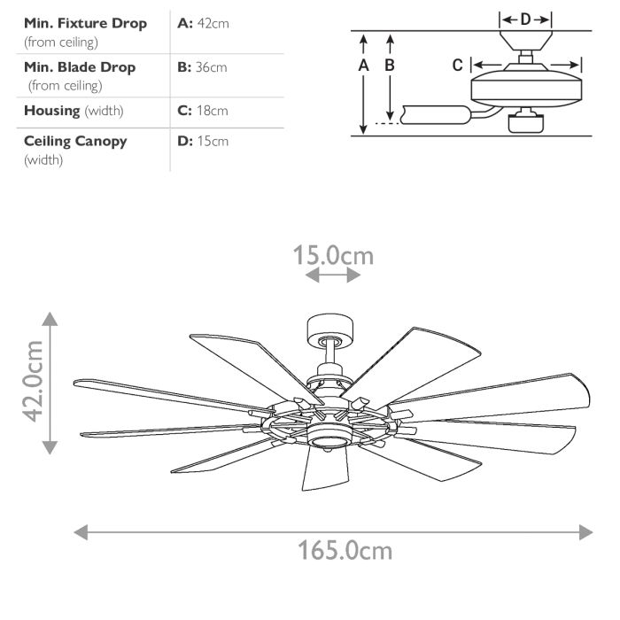 Gentry - 65in / 165cm Fan - Weathered Zinc