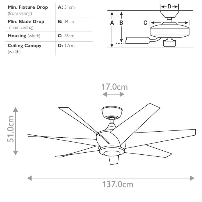Lehr II - 54in / 137cm Fan - Antique Satin Silver