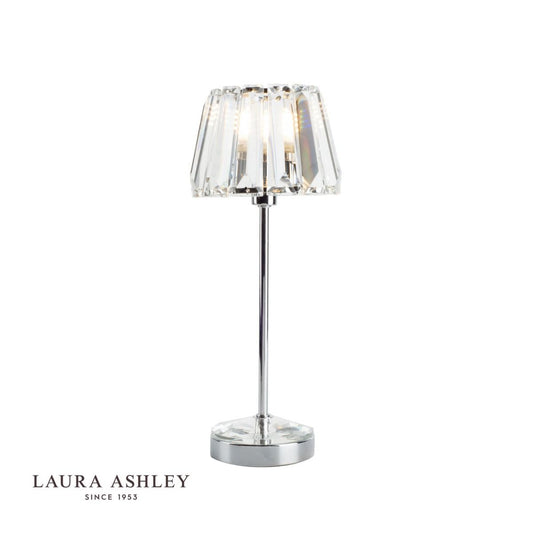 Laura Ashley Capri Small Table Lamp Polished Chrome With Crystal Glass Shade