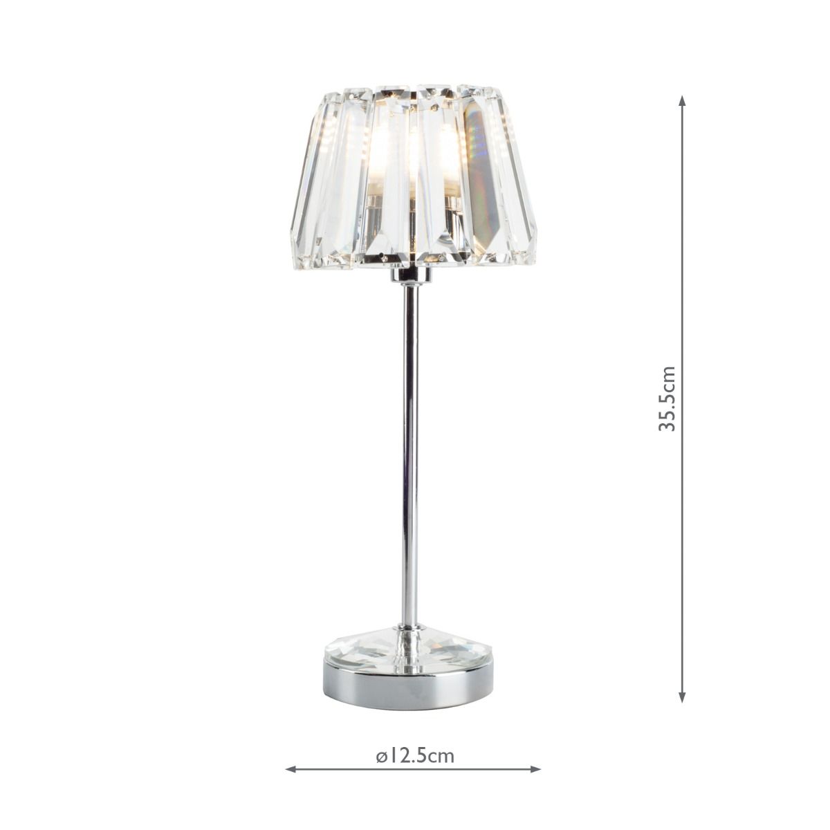 Laura Ashley Capri Small Table Lamp Polished Chrome With Crystal Glass Shade