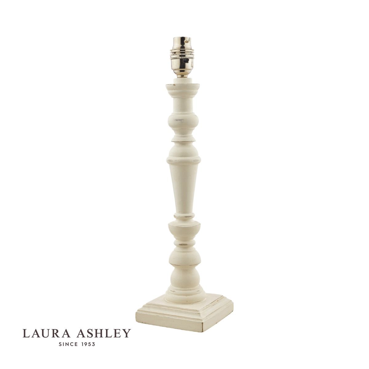 Laura Ashley Tate Wooden Table Lamp Distressed Off White Base Only