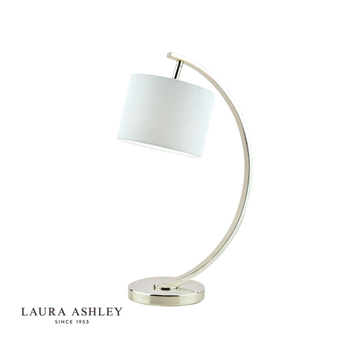 Laura Ashley Noah Table Lamp Brushed Chrome with White Shade