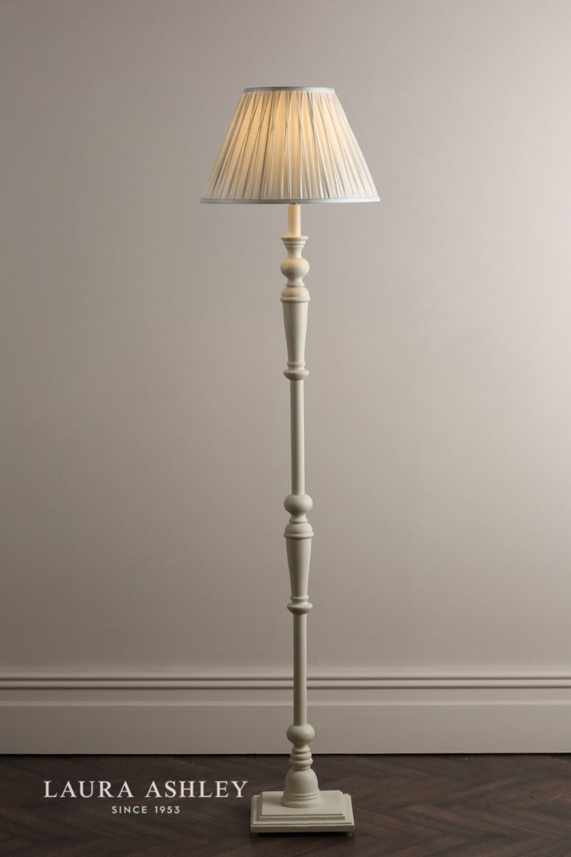Laura Ashley Tate Wooden Floor Lamp Distressed Off White Base Only