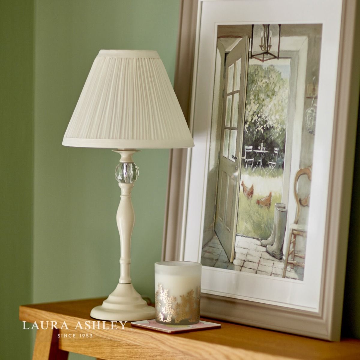 Laura Ashley Ellis Table Lamp Cream With Ivory Shade