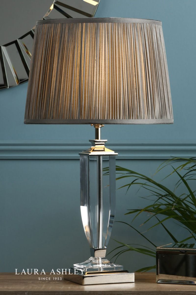 Laura Ashley Carson Medium table Lamp Polished Nickel & Crystal Base Only