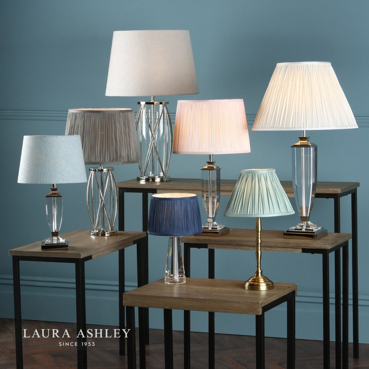 Laura Ashley Carson Medium table Lamp Polished Nickel & Crystal Base Only